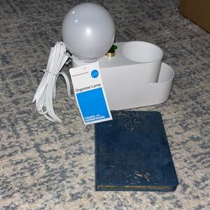 Room Essentials White LED Organizer Lamp bundled with elegant notebook NWT